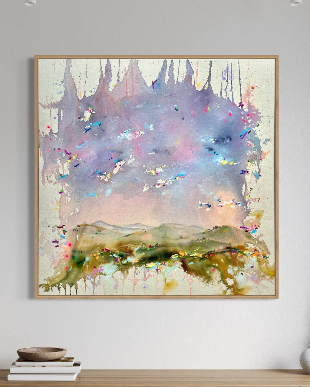 Abstraktes Originalgemälde „Tempel der Seele“ von GoldSmiley – 100x100 cm Mixed Media auf Leinwand in warmen Naturfarben, ideal für Wohn- oder Arbeitsräume