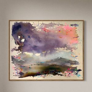 Stimmungsvolles Acryl-Mixed-Media-Gemälde „When der Sommerregen kommt“ auf ungespanntem Leinwand, 100x80 cm, inspiriert vom Zauber eines Sommerregens