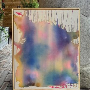 moderne Wandkunst, Acrylbild abstrakt, emotionale Kunst, Kunst für Wohnzimmer, Originalkunst kaufen, Bild auf Leinwand, großes Gemälde, Traumkunst, ruhige Farben, Kunst für Zuhause, Gold Smiley