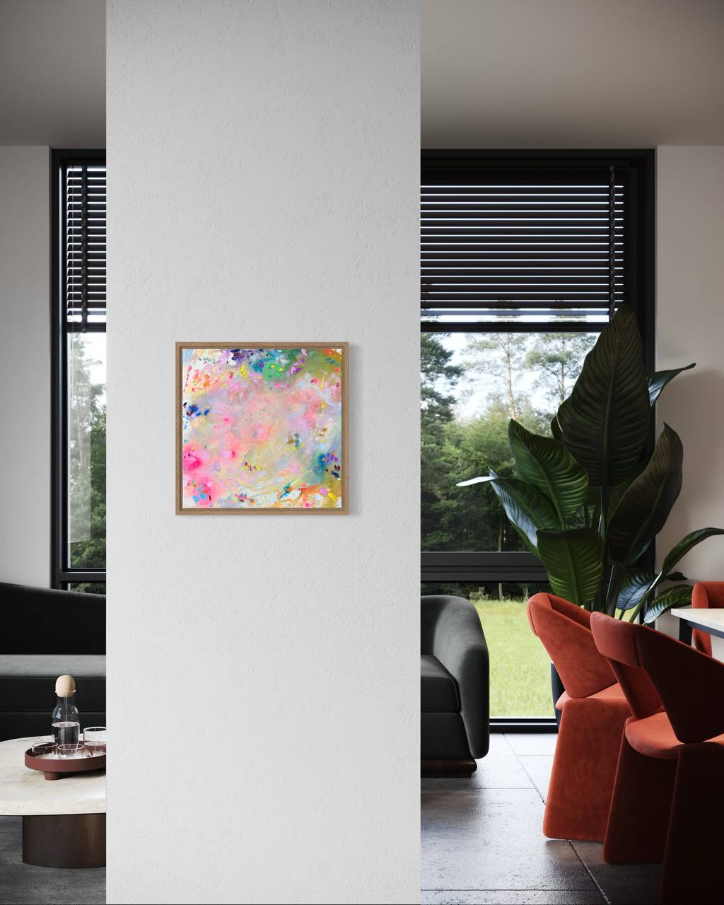 GOOD VIBES ONLY| kleine abstrakte Malerei 30x30 cm im Holzrahmen | einzigartiges Kunstgeschenk – Bild 6