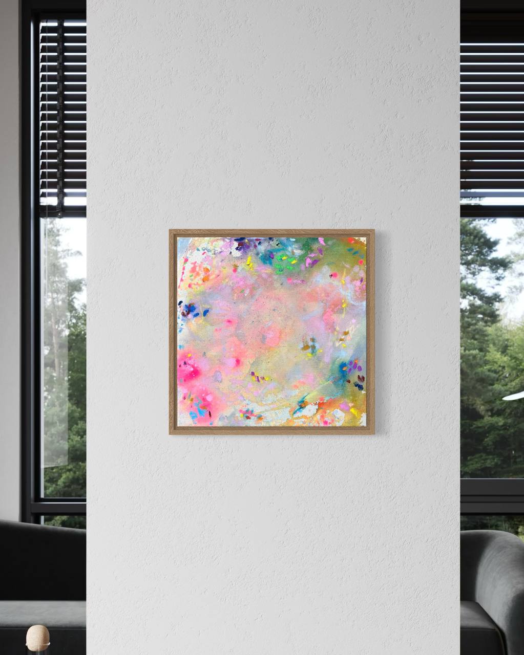 GOOD VIBES ONLY| kleine abstrakte Malerei 30x30 cm im Holzrahmen | einzigartiges Kunstgeschenk – Bild 10