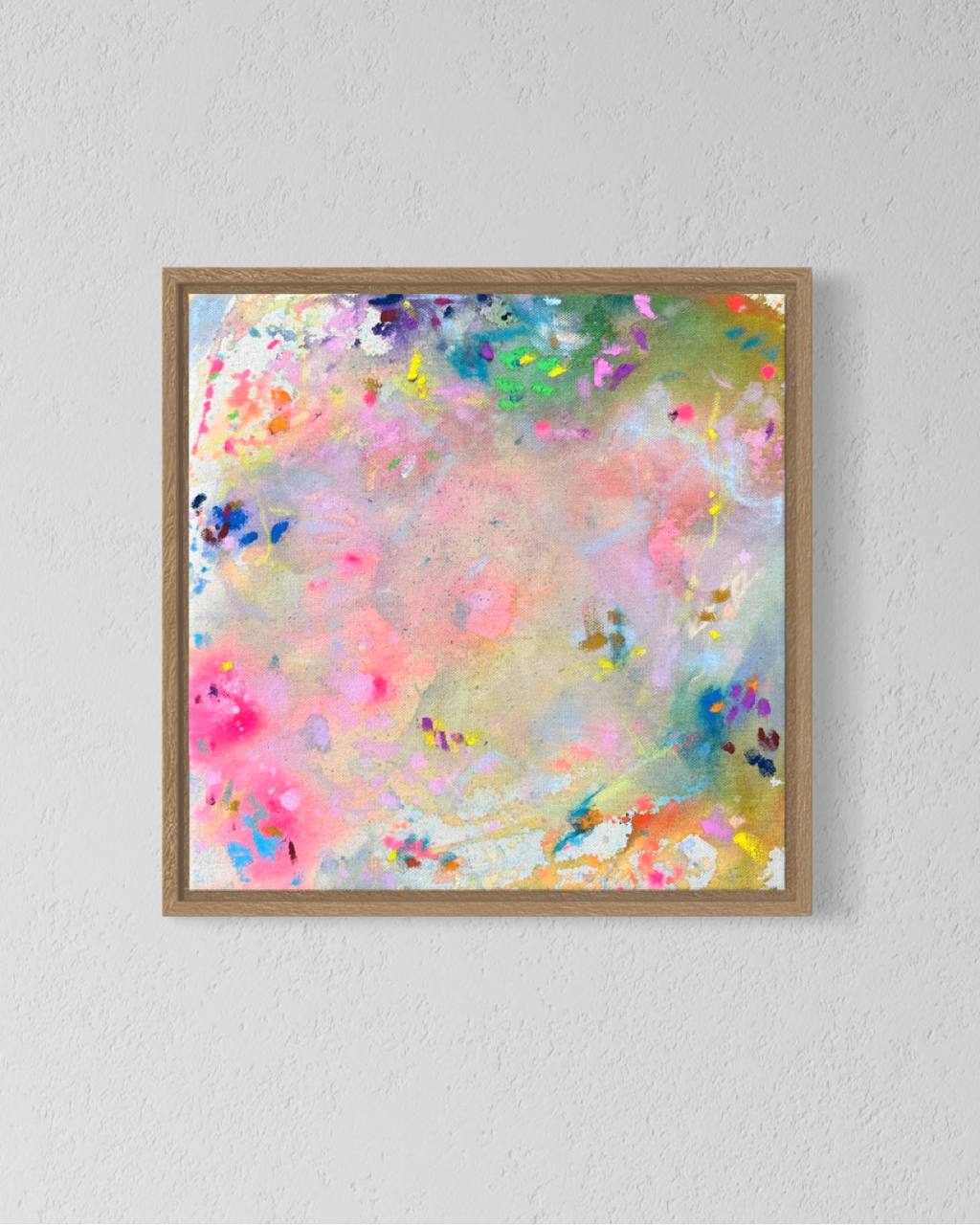 GOOD VIBES ONLY| kleine abstrakte Malerei 30x30 cm im Holzrahmen | einzigartiges Kunstgeschenk