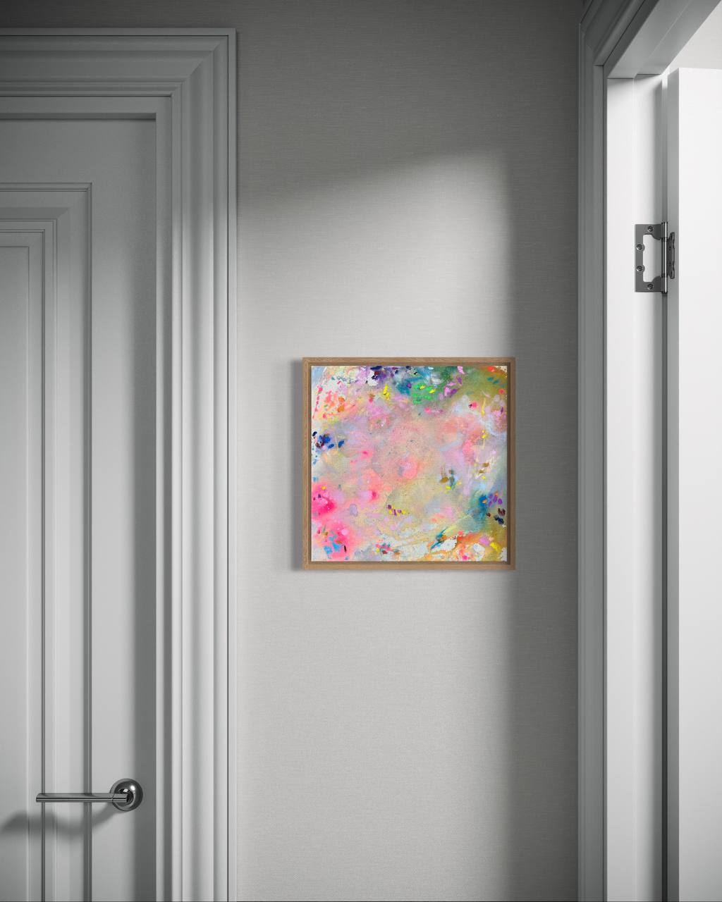 GOOD VIBES ONLY| kleine abstrakte Malerei 30x30 cm im Holzrahmen | einzigartiges Kunstgeschenk – Bild 4