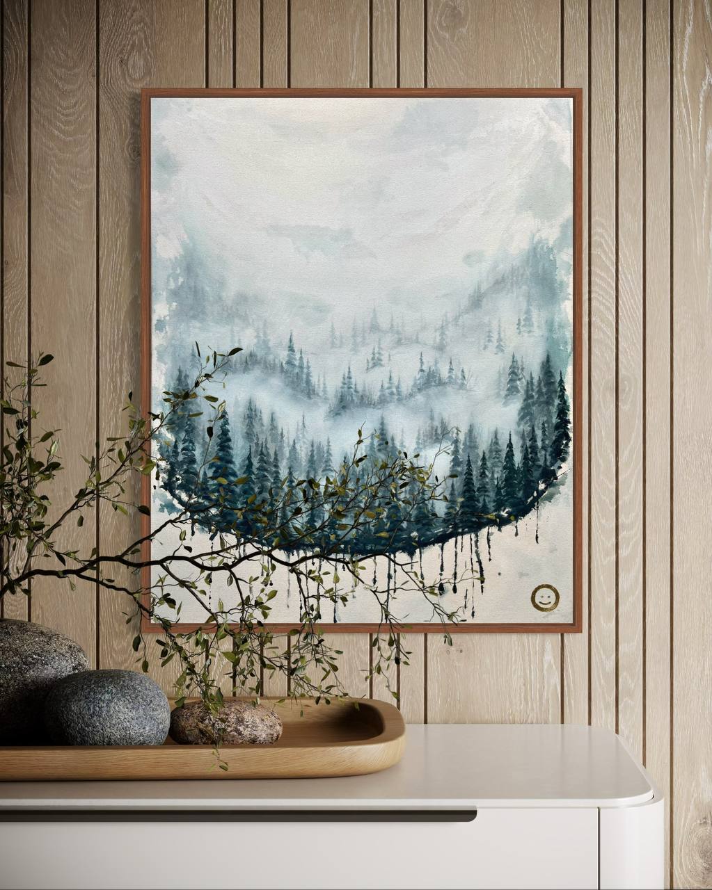 Nebelliger Wald Gemälde