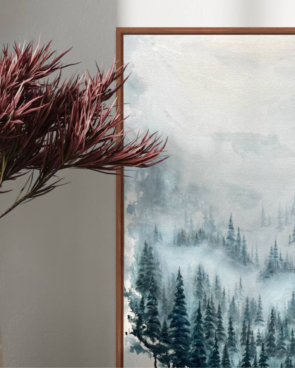 NEBEL | Acrylgemälde Wald Natur I Abstrakte Kunst auf rohem Leinwand – Bild 6