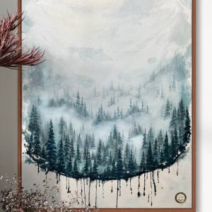 NEBEL | Acrylgemälde Wald Natur I Abstrakte Kunst auf rohem Leinwand