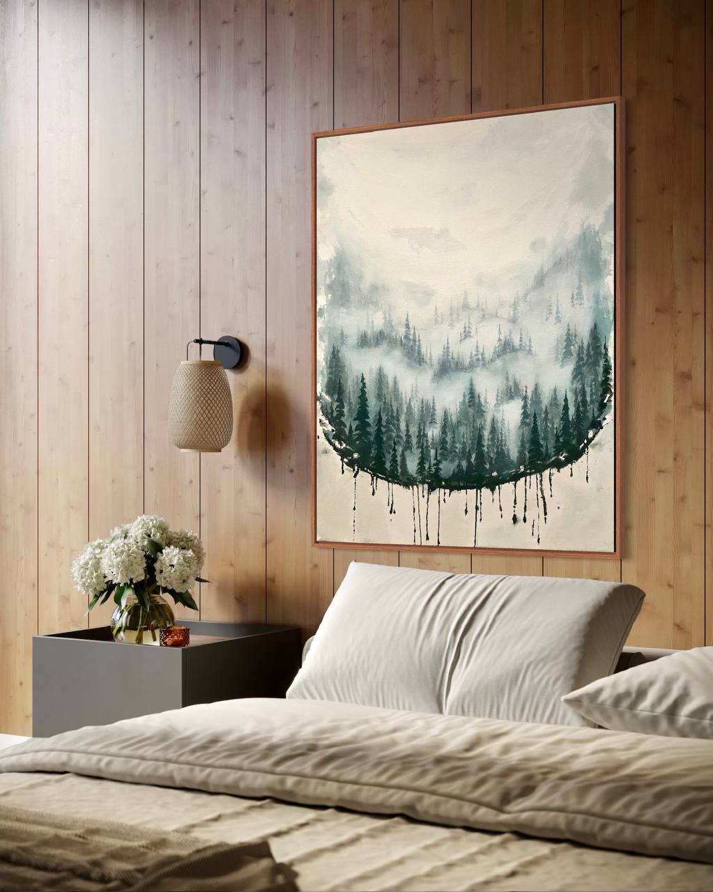 NEBEL | Acrylgemälde Wald Natur I Abstrakte Kunst auf rohem Leinwand – Bild 8