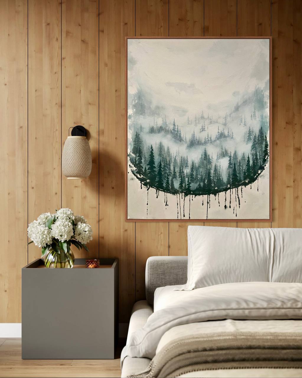 NEBEL | Acrylgemälde Wald Natur I Abstrakte Kunst auf rohem Leinwand – Bild 9