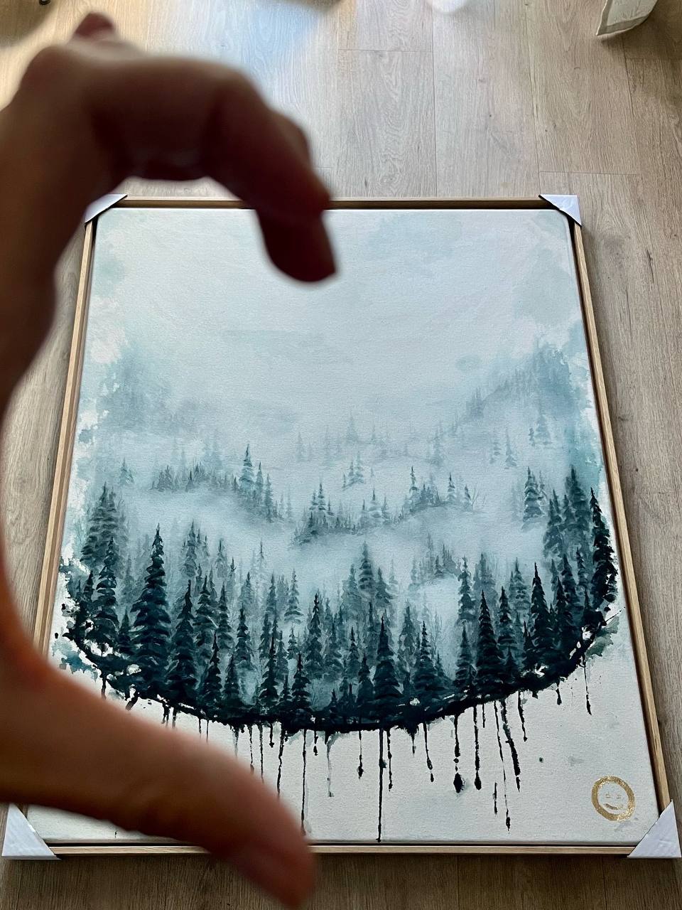 NEBEL | Acrylgemälde Wald Natur I Abstrakte Kunst auf rohem Leinwand – Bild 10